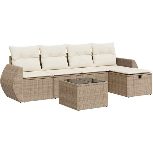 VidaXL 6-dijelni set vrtnih sofa s jastucima bež od poliratana Slike