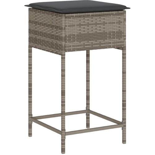  5-dijelni vrtni barski set od poliratana s jastucima sivi Siva 100 x 60.5 x 110.5 cm Slike
