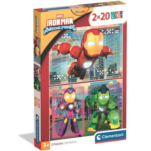 Clementoni Ironman in čudoviti prijatelji 2x20-delna Supercolor sestavljanka - Cene