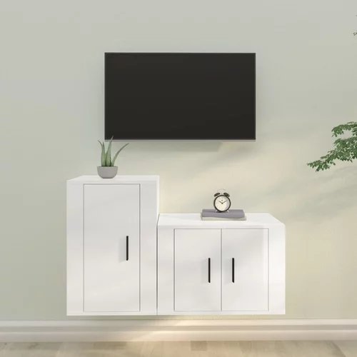 vidaXL 2-dijelni set TV ormarića sjajni bijeli drveni