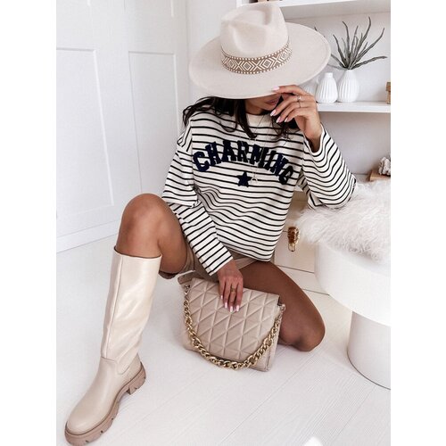 DStreet Sweter damski AURORA w paski ecru-granatowy Slike