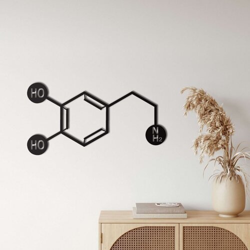 Wallxpert metalni zidni ukras 5042, strukturna formula molekula dopamina, 46 x 23 cm, crni Cene