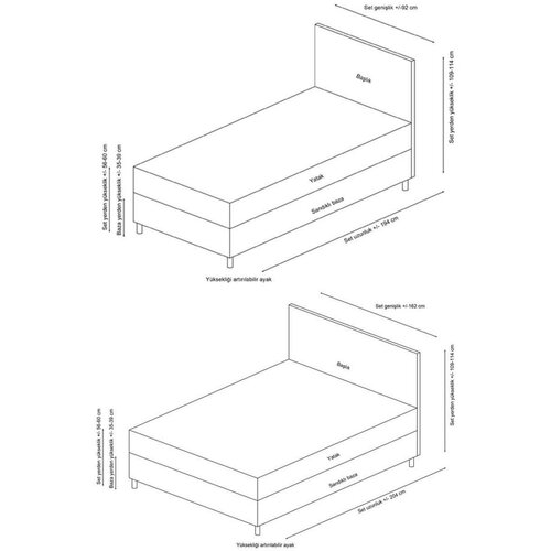 Kalune Design Ram za krevet Vitalia, 160x110x200 cm, Antracit Slike