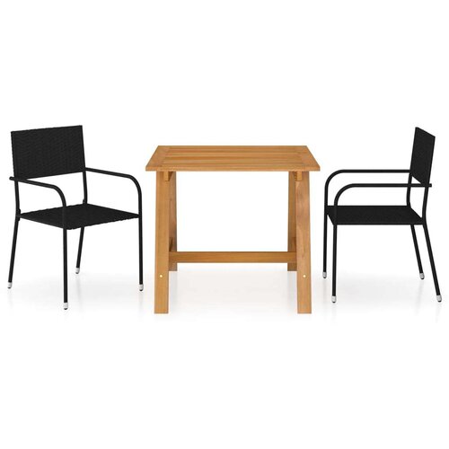 3-dijelni vrtni blagovaonski set crni Cijene