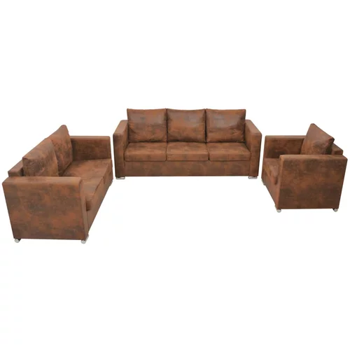  3-dijelni set sofa od umjetne brušene kože