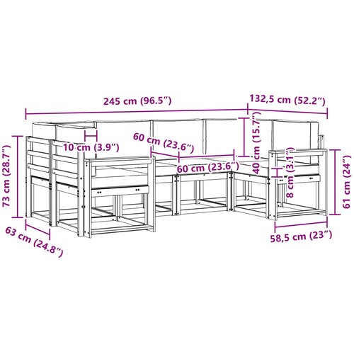  Set vanjskih sofa 6 kom. Prirodna i krem Smeđa 245 x 132,5 x 73 cm Slike