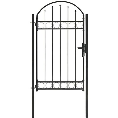  Vrata za ogradu s lučnim vrhom čelična 100 x 175 cm crna Cijene