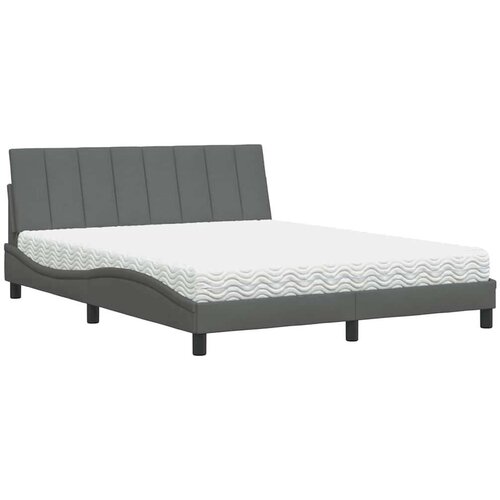  Krevet s madrac svjetlosivi 160x200cm tkanina Slike