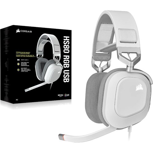 Corsair slu&amp;scaron;alice HS80 RGB USB Headset, White Slike