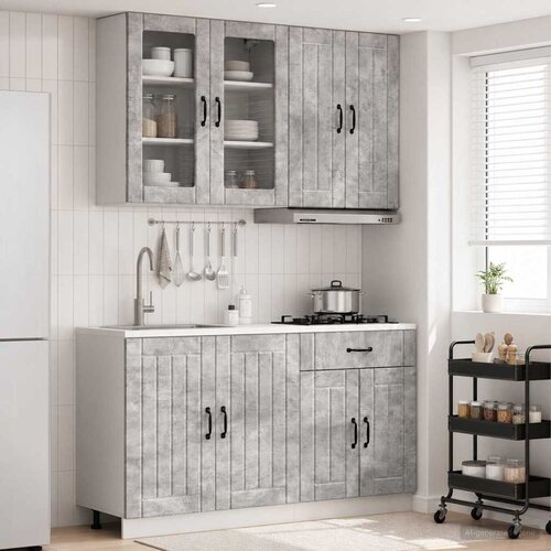  Kuhinjska jedinica LUCCA 4 pcs Betonska siva Konstruirano drvo Cene
