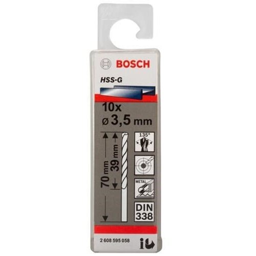 Bosch Burgija za metal HSS-G, DIN 338 3,5 x 39 x 70 mm pakovanje od 10 komada Cene