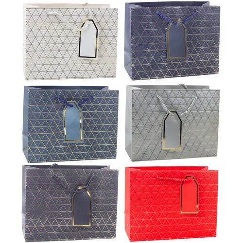  Geometric Gift Bag Gold Lines 23 x 18 x 10cm Cene