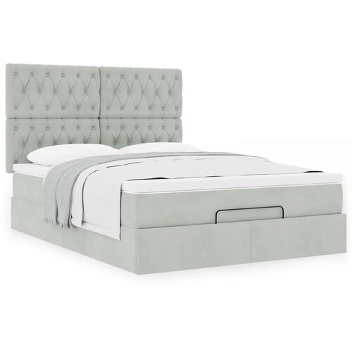 VidaXL Otomanski krevet s madracima svijetlosivi 140x200 cm bar&amp;scaron;unasti Slike