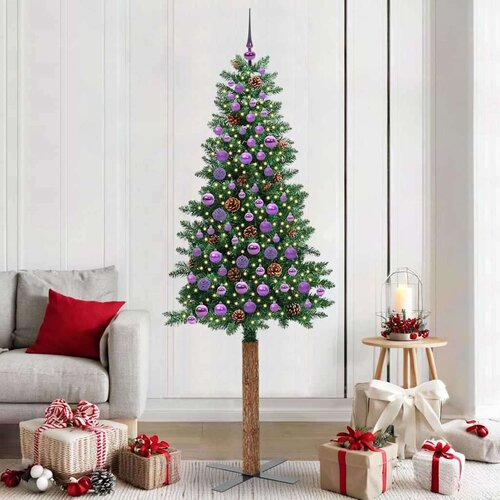 vidaXL Ožja jelka med 300 LED Zelena 210 cm PVC in trden bor Cene
