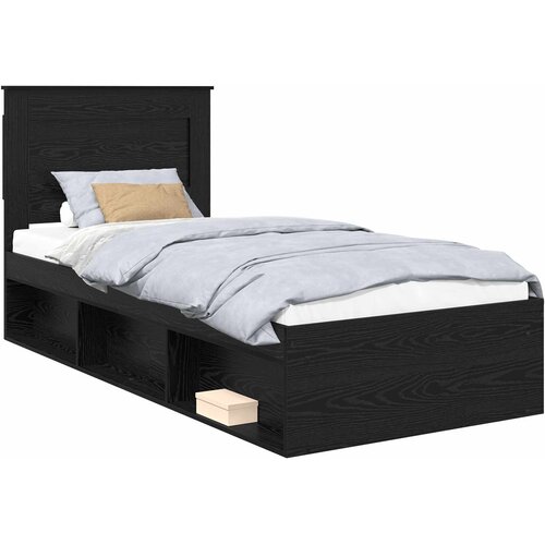  Krevetna konstrukcija Crna 75 x 190 cm Čvrsto borovo drvo Slike