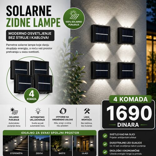  Zidne solarne lampe - 4 komada Slike