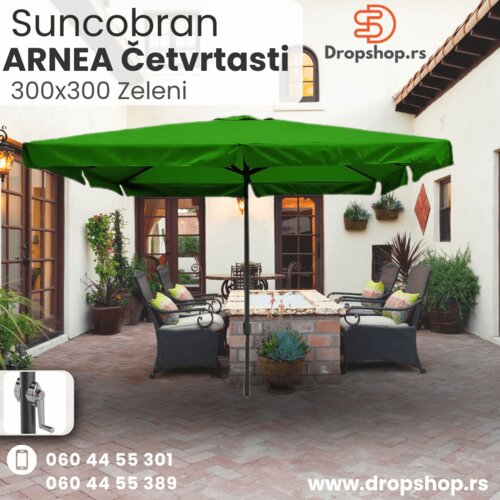 Arnea Četvrtasti Alu Suncobran 300x300 Zeleni Slike