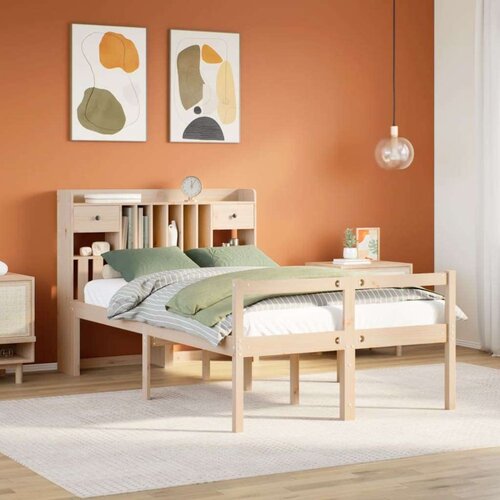  Krevet s regalom za knjige bez madraca 135x190 cm od borovine - Prirodna 135 x 190 cm Cijene