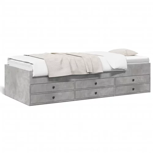 vidaXL Dnevni krevet s ladicama siva boja betona 90 x 190 cm drveni