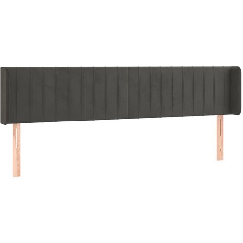 VidaXL Vzglavje z u&amp;scaron;esi temno sivo 163x16x78/88 cm žamet, (20792740) Slike