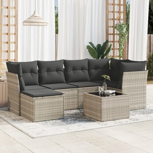 vidaXL 7-dijelni set vrtnih sofa svjetlosivi od poliratana Cijene