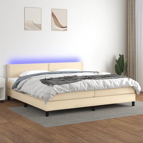 The Living Store Box spring postelja z vzmetnico LED krem 200x200 cm blago - Box Spring Postelja, (21520975) Slike
