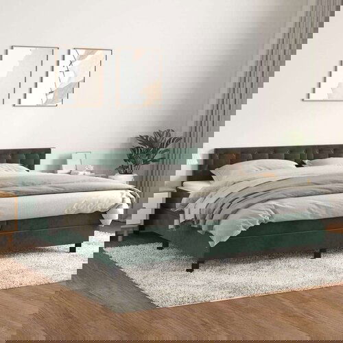  Krevet s oprugama i madracem tamnozeleni 200x200 cm baršunasti Cijene