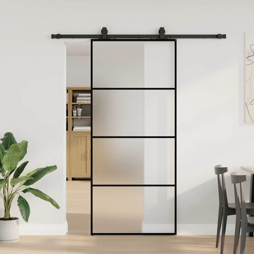 vidaXL drsna vrata z opremo črna 90x205 cm esg steklo Cene
