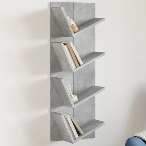  Zidne police za knjige s 4 razine betonska siva 33 x 16 x 90 cm