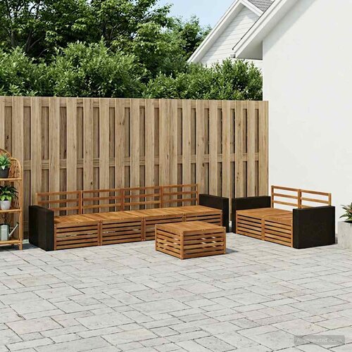  Set vanjskih sofa 7 kom. Prirodna Čvrsto drvo akacije Slike
