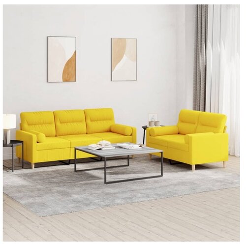 vidaXL 2-dijelni set sofa s jastucima svjetložuti od tkanine Cijene