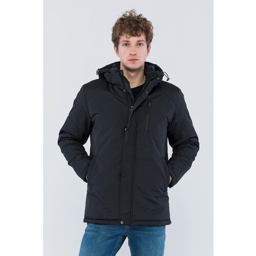 D1fference Men&amp;#039;s Black Lined Going out Hooded Water And Windproof Thick Sports Jacket &amp;amp; Coat &amp;amp; Parka. Slike