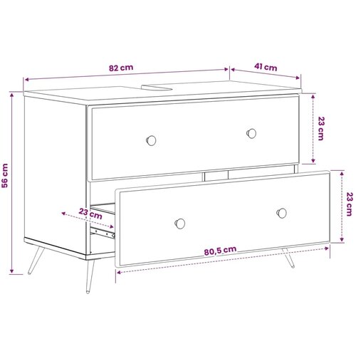  Kupaonski ormarić za sudoper BREDA Hrast sonoma 82 x 41 x 59 cm - Hrast sonoma Slike