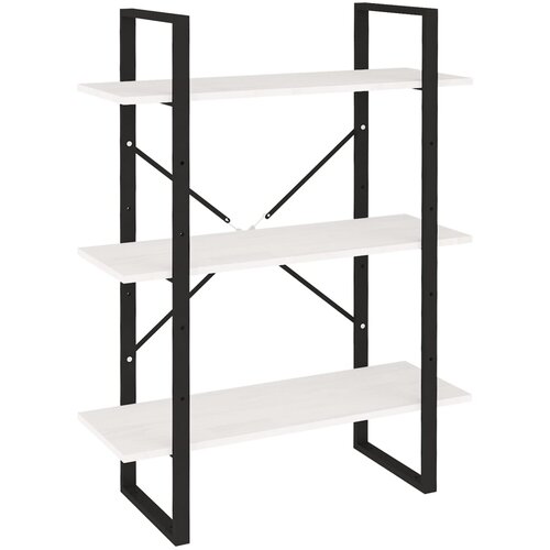 Maison Chic Knjižna omara - Knjižni regal 3-nadstropna bela 80x30x105 cm trdna borovina, (21725204) Slike