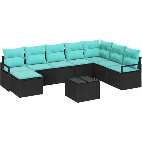  Set sofe 9 kom. Crna poliratan 287 x 177 x 85 cm Slike