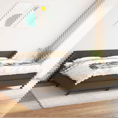  The Living Store Box spring postelja z vzmetnico temno rjava 160x200 cm blago - Box Spring Postelja, (21521086) Slike