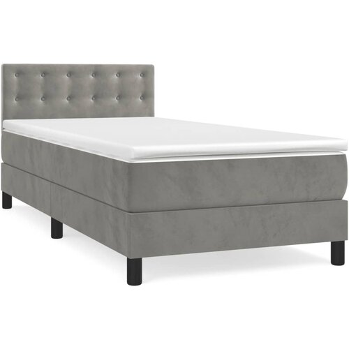 VidaXL Box spring postelja z vzmetnico svetlo siva 100x200 cm žamet, (20900854) Slike