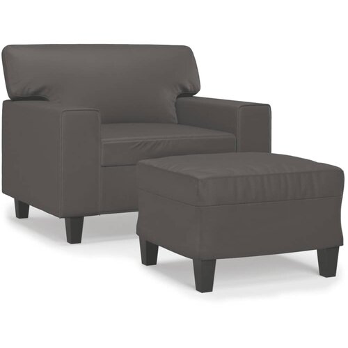  Fotelja s tabureom siva 60 cm od umjetne kože Slike