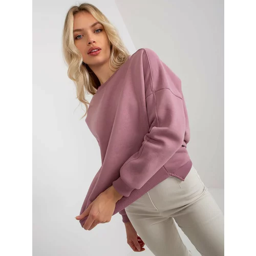 Fashion Hunters Basic Dusty Pink Cotton Loose-fitting Sweatshirt