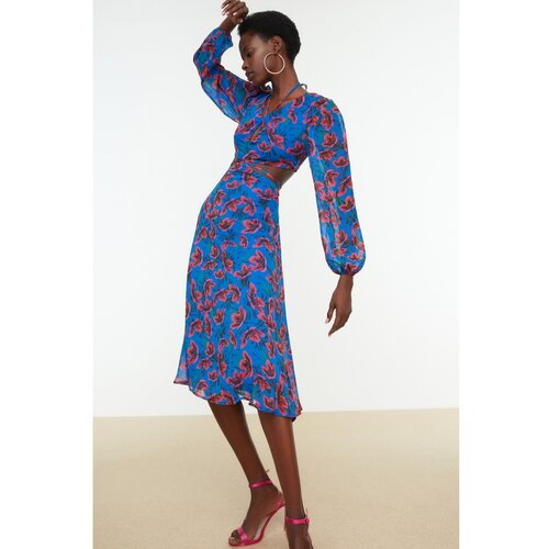 Trendyol Multi Colored Floral Patterned Tie Dress Slike