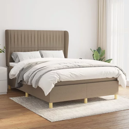  Krevet s oprugama i madracem smeđesivi 140 x 190 cm od tkanine