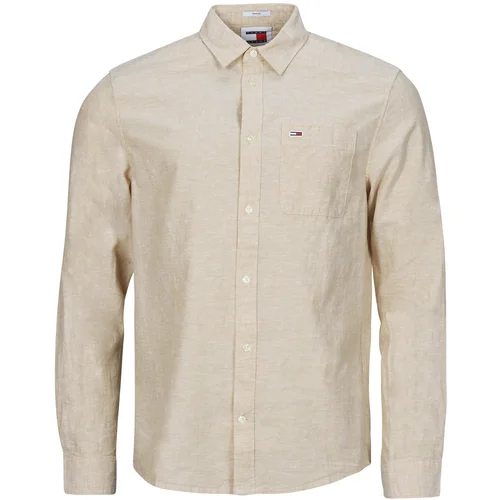 Tommy Jeans TJM REG LINEN BLEND SHIRT Bež