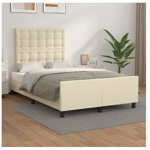  Okvir za krevet s uzglavljem krem 120x200 cm od umjetne kože Cijene