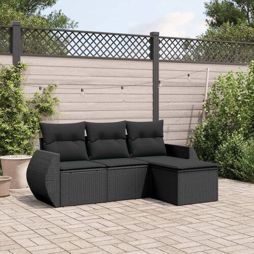  4-dijelni set vrtnih sofa od poliratana s jastucima crni Cijene