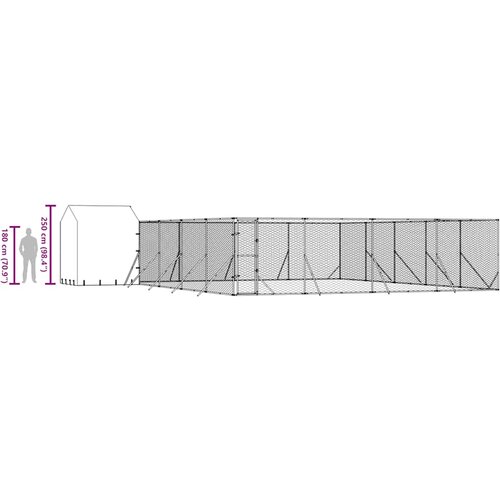  kavez za pse s krovom srebrni 10 x 10 x 2,5 m čelični Slike