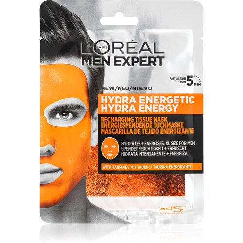 L&amp;acute;Or&amp;eacute;al Paris men Expert Hydra Energetic hidratantna i okrepljujuća maska izrađena od tkanine 1 kom Slike