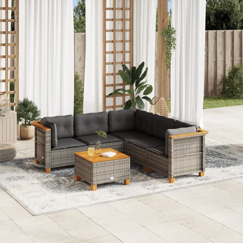 vidaXL 6-dijelni set vrtnih sofa od poliratana s jastucima sivi Cijene