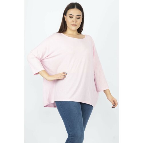 Şans Women's Plus Size Pink Bat Sleeve Tunic Slike
