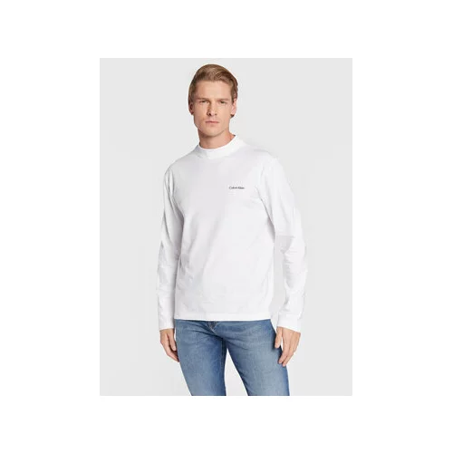 Calvin Klein Majica z dolgimi rokavi Micro Logo K10K110179 Bela Regular Fit