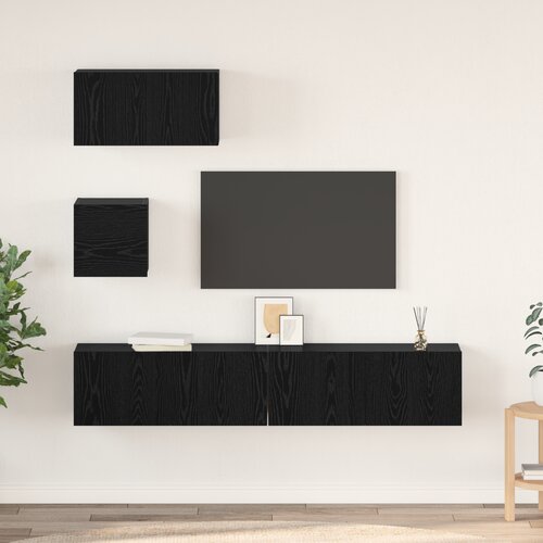 VidaXL Set TV jedinica Ostalo s pohranom s vratima 4 pcs Crni hrast 80 x 30 x 30 cm Slike